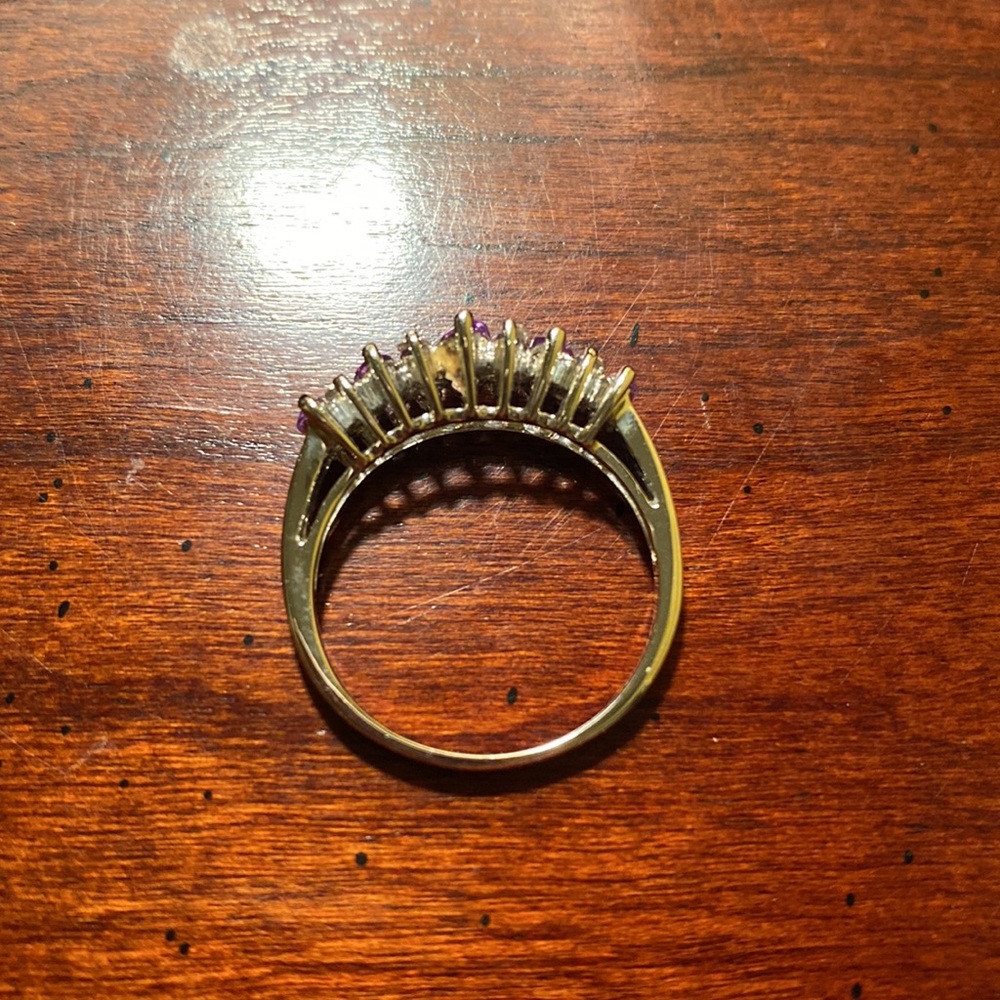 Amethyst and Diamonds ring size 8 - Picture 8 of 10